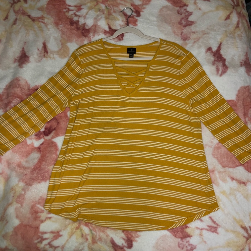 Worthington yellow 3/4 sleeve top